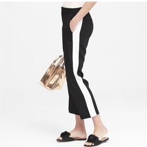 BANANA REPUBLIC Black Avery Tuxedo Stripe Cropped Dress Pants Women’s Size 4